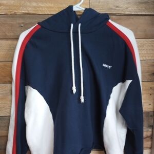 Levi's Women's Red White Blue Color Block Retro Style Hoodie Size 1X Hooded